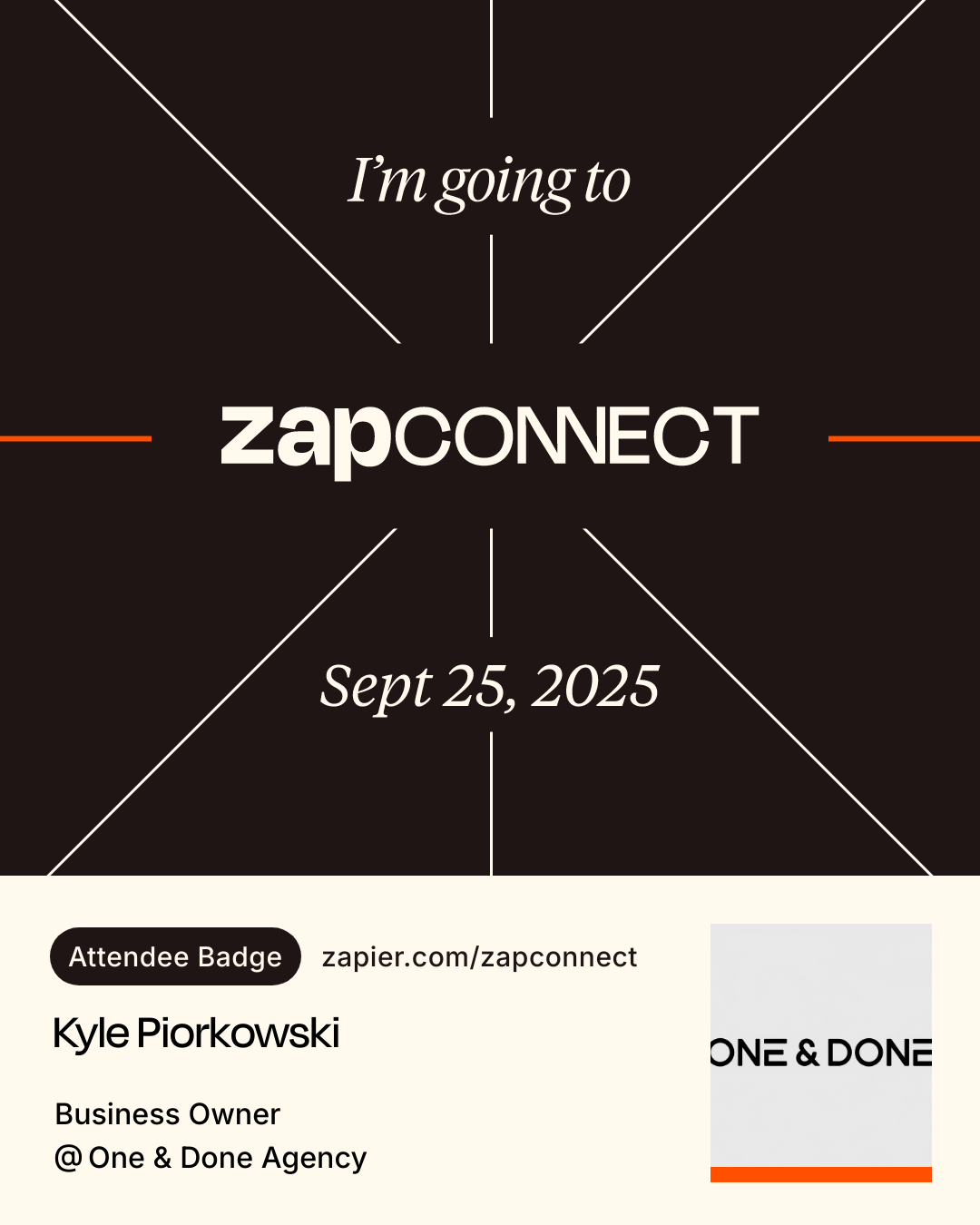 ZapConnect Event Attendee Badge